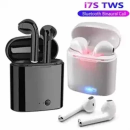 HBQ I7S Double Dual Mini Wireless 4.1 Bluetooth Earphone With Power Case - White