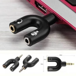 Caicen 3.5mm Audio Jack to Headphone Microphone 2 Way U Splitter Converter Adaptor