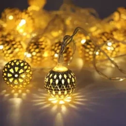 Golden Metal Ball Fairy Light, Metal Ball String Light - Fairy lights 20pcs string lights Party Wedding Decoration