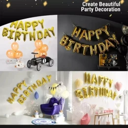 Happy Birthday Balloon Banner, Aluminum Foil Letters Banner Balloons for Party Supplies Birthday Decorations