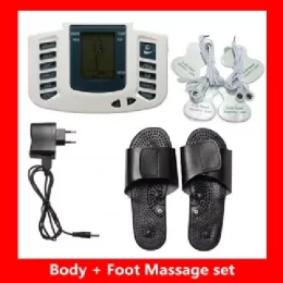 Tens Unit Massager Digital Tharapy 10 Acupuncture Machine Body Slimming 4 Pads & Foot Tharapy Massager Shoes Set