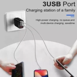 Baseus LED Digital 3 Ports USB Charger EU Plug Mobile Phone Fast Charging Wall Charger