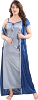 Satin Plain Full Length Women Robe Nighty HB-22