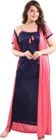 Satin Plain Full Length Women Robe Nighty HB-32