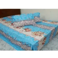 King Size Bed Sheet Cotton Multicolored with Matching 2 Pillow Covers