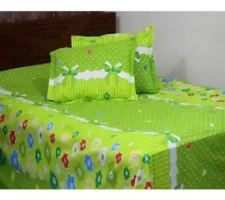 King Size Bed Sheet Cotton Multicolored with Matching 2 Pillow Covers