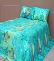 King Size Cotton Bed Sheet with Matching 2 Pillow Covers - Multicolor