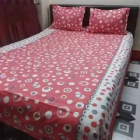 King Size Bed Sheet Cotton Multicolored with Matching 2 Pillow Covers