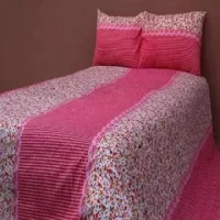 King Size Bed Sheet Cotton Multicolored with Matching 2 Pillow Covers