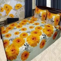 King Size Cotton Bed Sheet with Matching 2 Pillow Covers - Multicolor