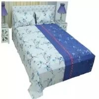 Double Size Cottont Bed Sheet with Matching 2 Pillow Covers