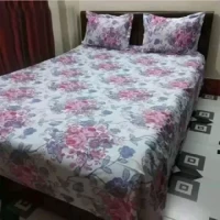 King Size Bed Sheet Cotton Multicolored with Matching 2 Pillow Covers