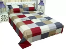 King Size Bed Sheet Cotton Multicolored with Matching 2 Pillow Covers