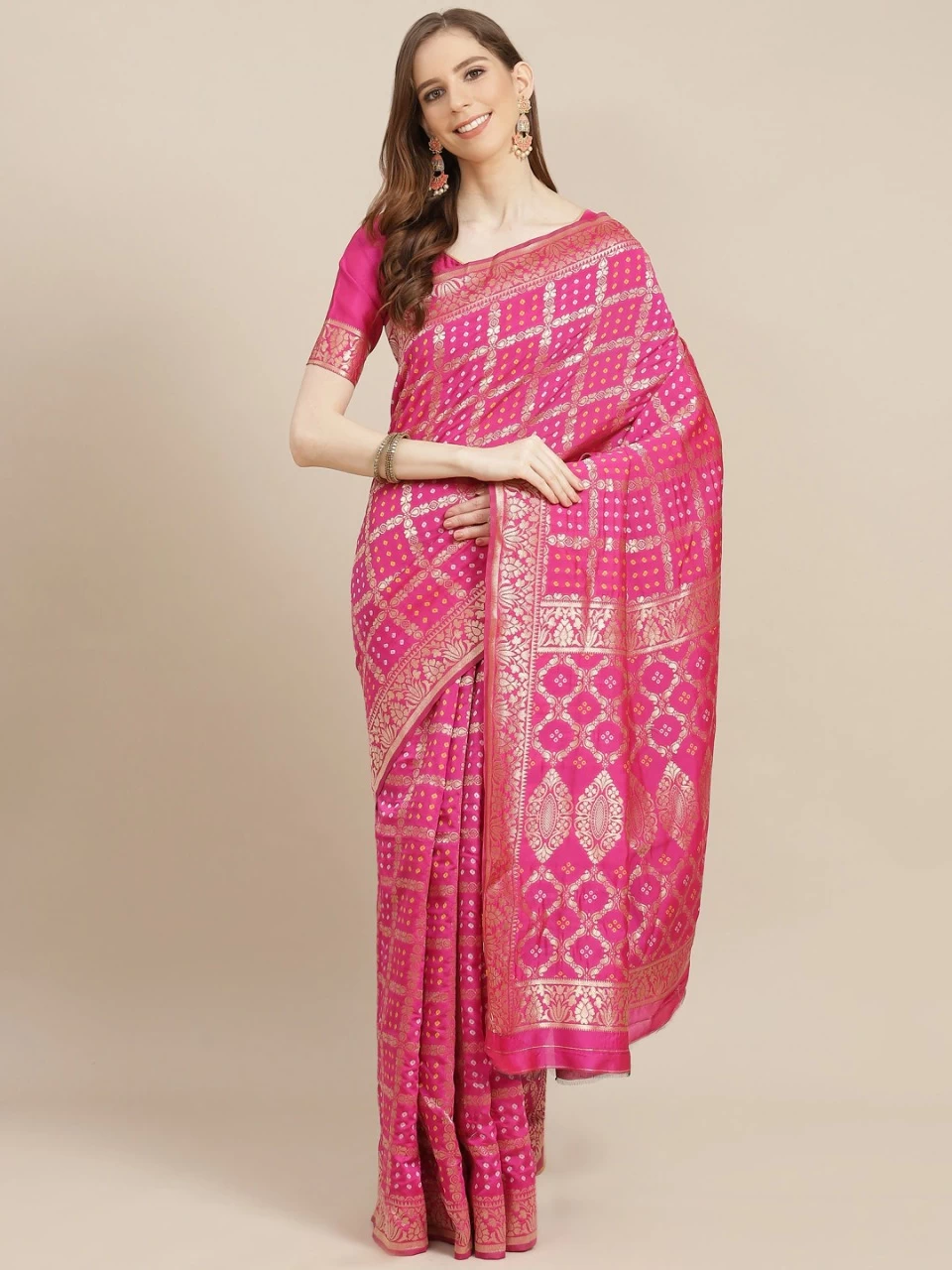 Printed Silk Saree With Blouse Piece For Women hb-27
