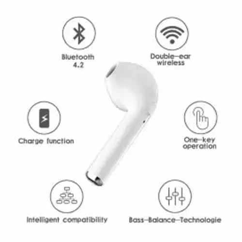 i7s TWS Wireless Bluetooth AirPods - White color