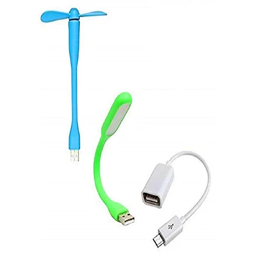 Combo of USB Fan and USB Light & OTG Cable
