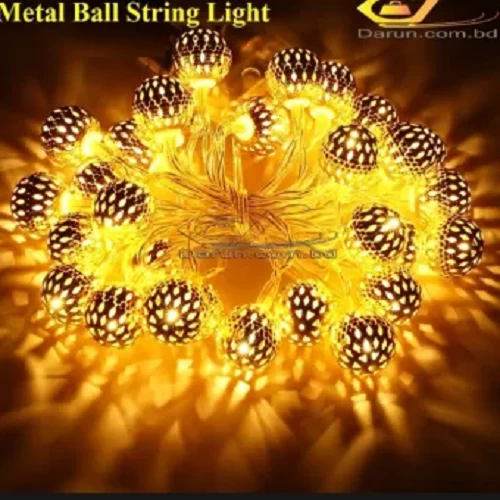 Golden Metal Ball Fairy Light, Metal Ball String Light-Fairy lights 20pcs string lights Party Wedding Decoration