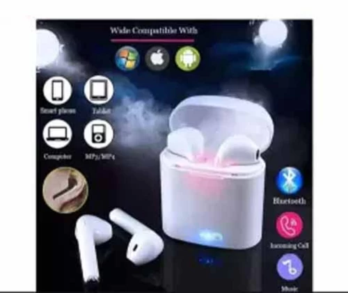 HBQ I7S Double Dual Mini Wireless 4.1 Bluetooth Earphone With Power Case - White