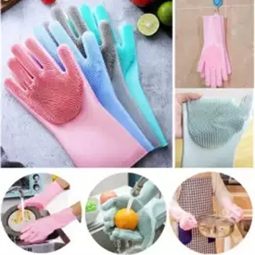 High Quality Silicone Dish Washing Kitchen Hand Gloves-