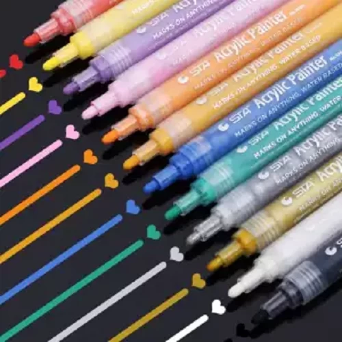 Acrylic Paint Pens Markers - Set of 12 STA Medium Point Tip for Rock Painting, Mug Design, Ceramic, Glass, Metal, Wood, Fabric, Canvas, Christmas Gift DIY Craft Kids - Smooth Coverage