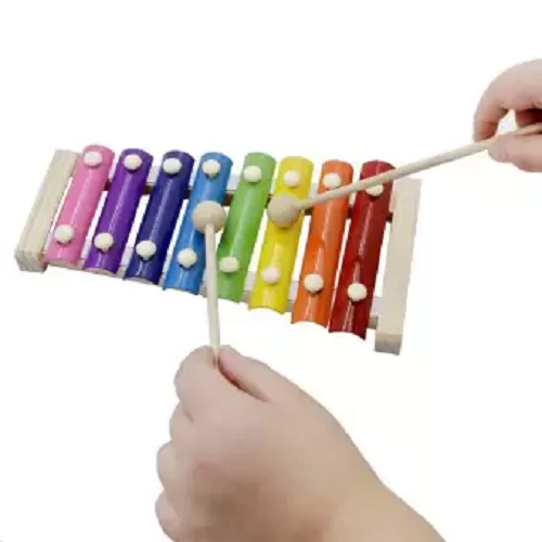 HarnezZ Wooden Xylophone Hand Knock Piano Musical Toy for Kids - Multi-Color