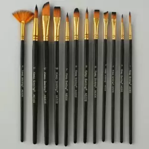 Artist Brush Paint Brush 12 pcs Mix set - KeepSmiling - A6308, Suitable for Water & Acrylic & Oil color paint