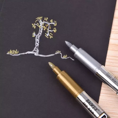 Baoke Metallic Color Marker Pen,metalic carftwork pen, Golden caraft pen , silver craft pen.