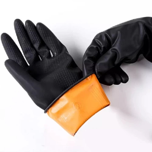 Orange And Black Rubber Lastex hand Gloves (বার বার ব্যবহার করতে পারবেন শুধু পানি দিয়ে পরিষ্কার করতে হবে
