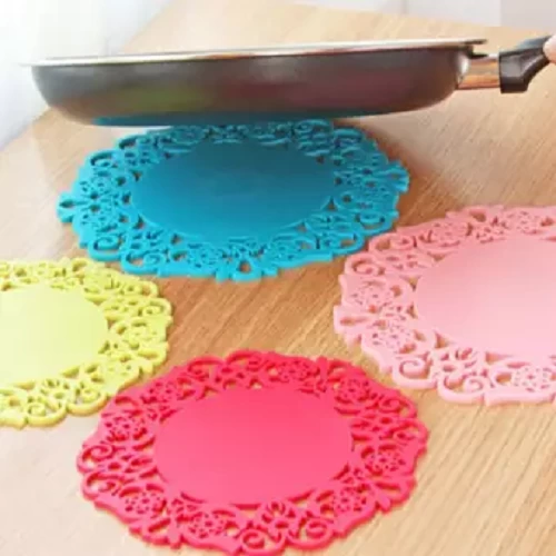 Table Heat Resistant Mat Cup Coffee Coaster Cushion Placemat Pad Colorful Lace Flower Hollow Design