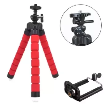 Great for taking picture-perfect selfies.Three flexible legs can be adjusted to any angles.Rounded feet can firmly grip any surfaces.Equipped with a detachable gimbals.Fit most cellphones.Crafted from high-grade rubber materials.Wear-resistant and durable