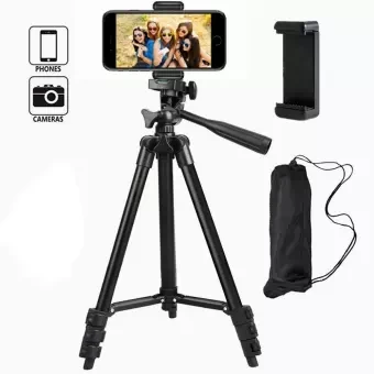 Tiktok Tripod 3120 Camera Stand with Phone Holder Clip --- Black
