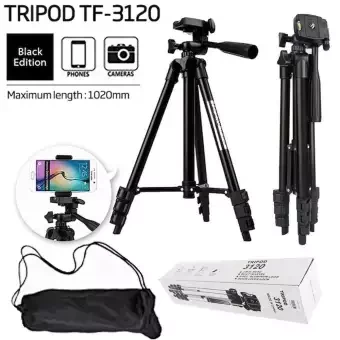 Tiktok Tripod 3120 Camera Stand with Phone Holder Clip --- Black