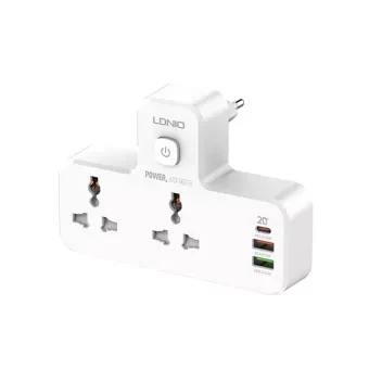 LDNIO Power Strip 2 Port with 2 USB and 1 USB-C PD & QC3.0 EU (SC2311) - White