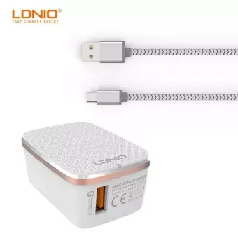 LDNIO Quick Charge 3A Charger with Type-C Cable EU (A1204Q) - White