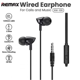 Remax RW 106 New Music Earphone With HD Mic In Ear 3.5