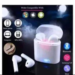 HBQ I7S Double Dual Mini Wireless 4.1 Bluetooth Earphone With Power Case - White