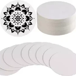 Round White art card , Mandala art card (5 Inch) - 10 Pcs