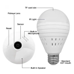 360 Degrees Light Bulb Wireless IP Camera WI-FI Panoramic Lamp FishEye Lens