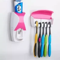 Automatic Toothpaste Squeezing Dispenser Device + Brush Holder