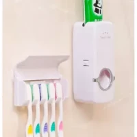 Toothpaste Dispenser with Toothbrush Holder- White color