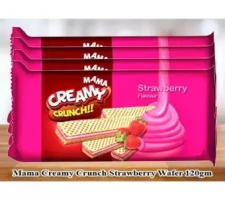 Pran Mama Creamy Crunch chocolate Strawberry Biscuit (110gm×6pcs) - 1Box