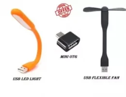 Combo pack - Otg Adaptor, USB Fan, light