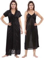 Satin Plain Full Length Women Robe Nighty HB-002