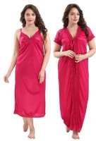 Satin Plain Full Length Women Robe Nighty HB-003