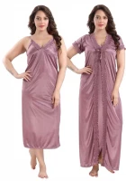 Satin Plain Full Length Women Robe Nighty HB-004