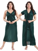 Satin Plain Full Length Women Robe Nighty HB-006