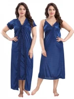 Satin Plain Full Length Women Robe Nighty HB-008