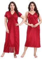 Satin Plain Full Length Women Robe Nighty HB-009