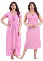 Satin Plain Full Length Women Robe Nighty HB-10