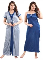 Satin Plain Full Length Women Robe Nighty HB-15